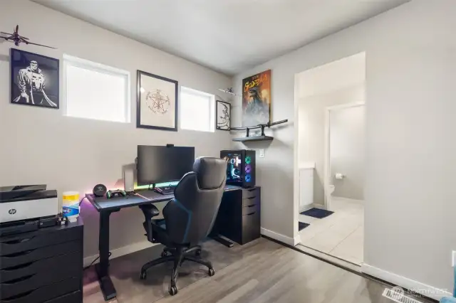This oversized closet has been reimagined as a private office hideaway — perfect for focused work or creative thinking just steps from your bedroom.