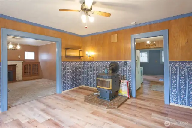 Pellet stove in the dining room