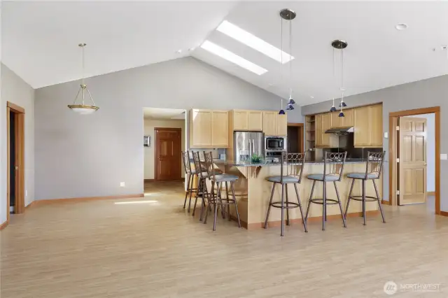 Dining room is spacious and has great wall space for hutch