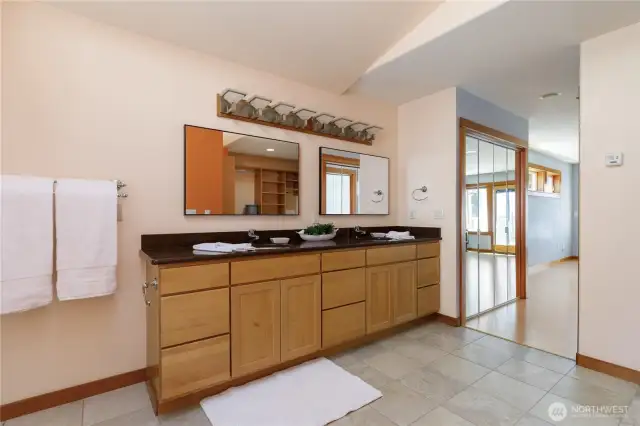 There are also double sided closets between the Bedroom and Bath