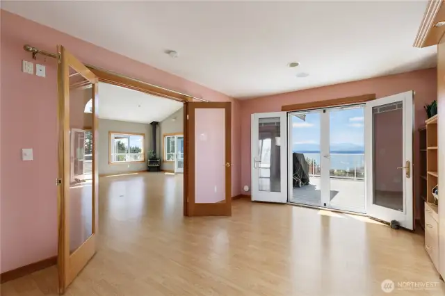 This room also has the French doors to the breathtaking view deck