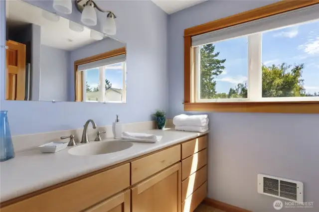 Upstairs bathroom with shower