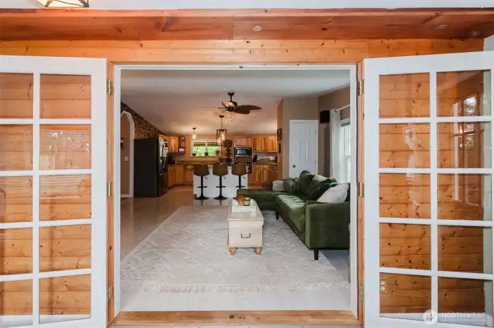 Looking into the Living Room from the porch/sunroom
