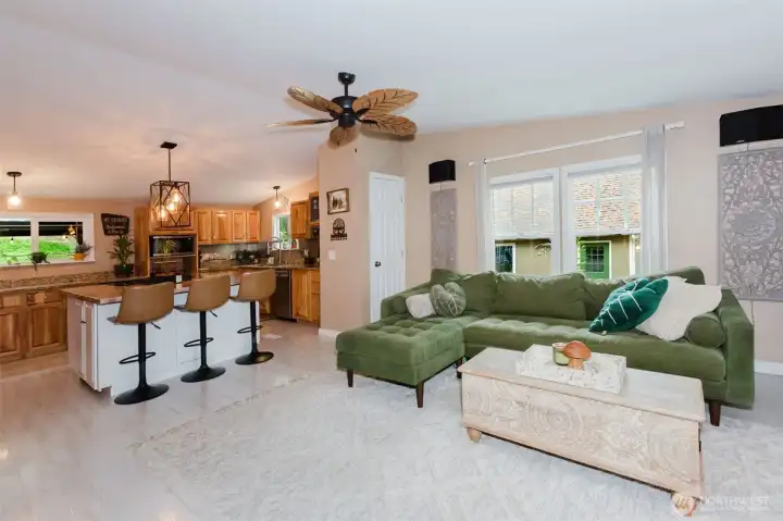 Living room and kitchen