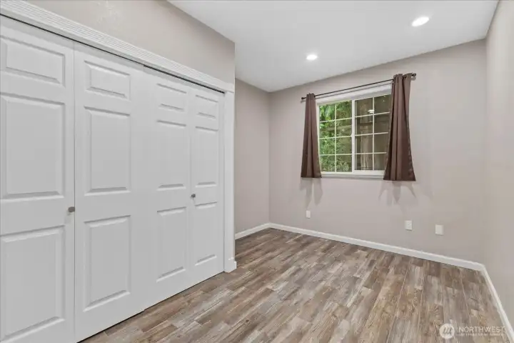 Private apartment bedroom with closet