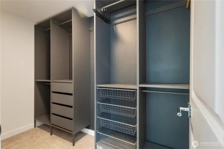 Spacious closet in the primary bedroom  with organizer