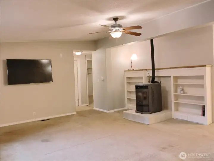 Newer Pellet stove in the living room.