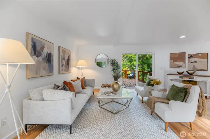 Living room towards deck