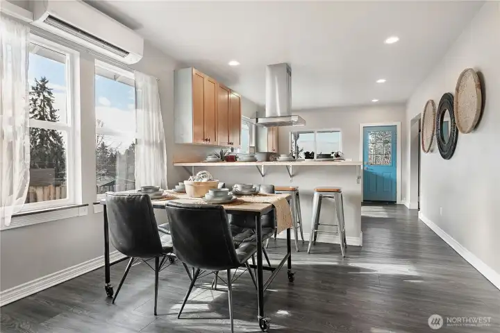 Dining room and kitchen