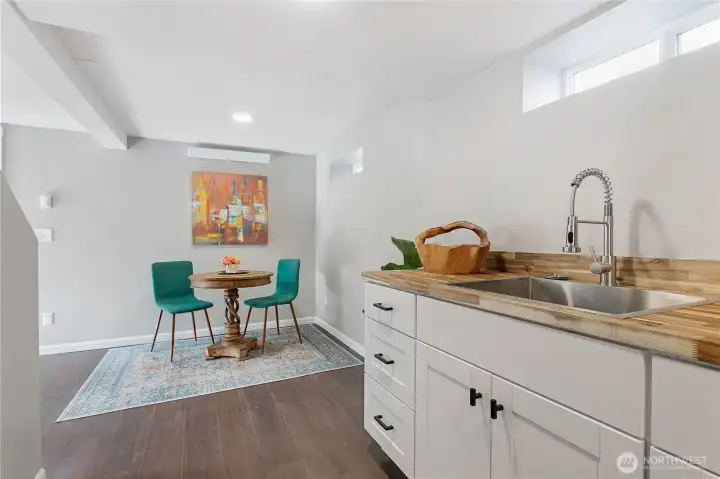 Downstairs kitchenette and dining area