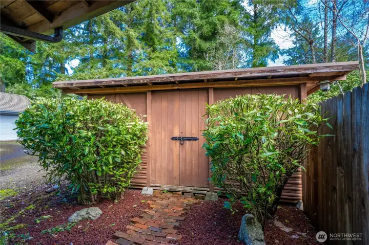 Shed is great for additional storage space, yard tools, yard games, etc.