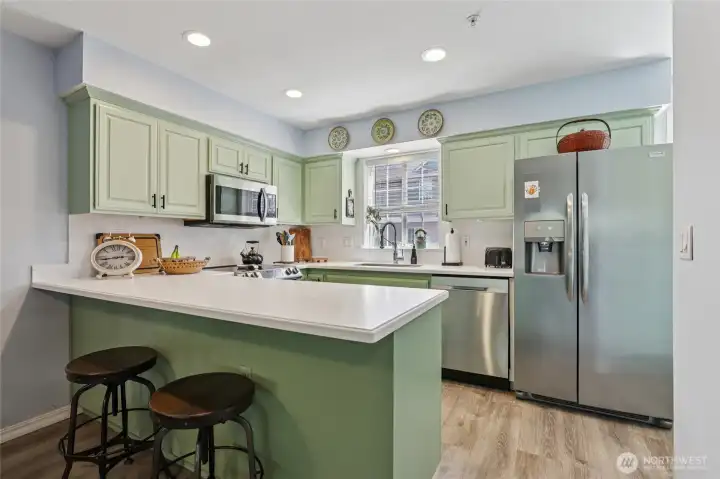 Kitchen - Solid Surface Counter and Eating Bar