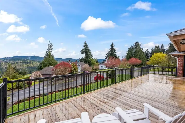 Relax on your deck while looking at Mt. Rainier.
