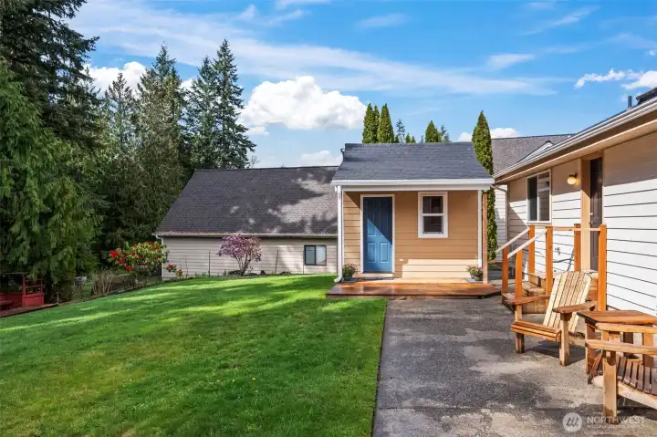 Backyard backs up to private walking paths.
