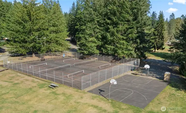 Tennis/pickle ball and basketball courts