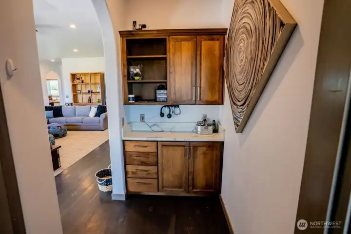 Built in nook for extra storage
