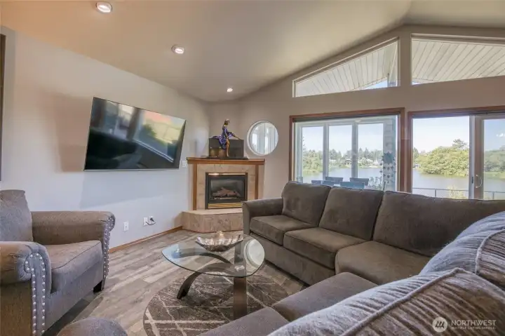 Living room with propane fireplace for those chilly fall days