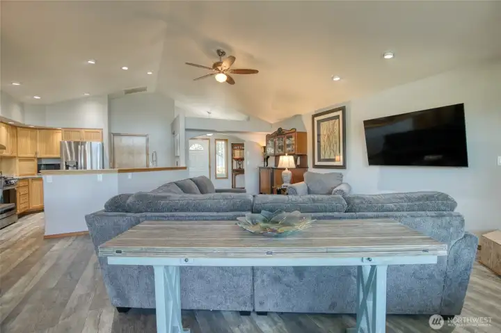 Living room and kitchen seamlessly flow together