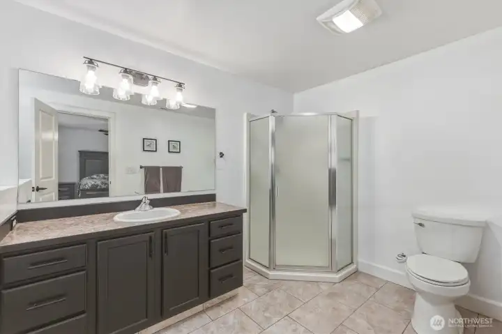 Primary bathroom shower.