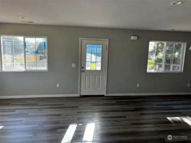 Large open living and dining area