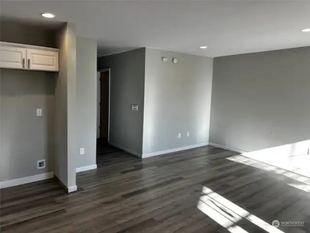 Large open living and dining area