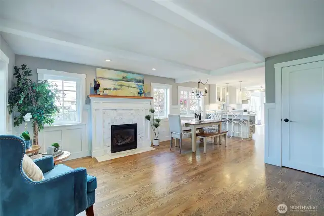 Gas fireplace and sitting area.