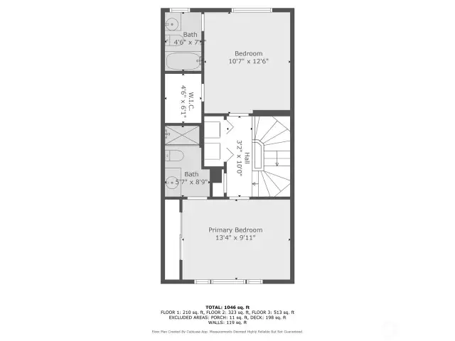 Upper story with dimensions.