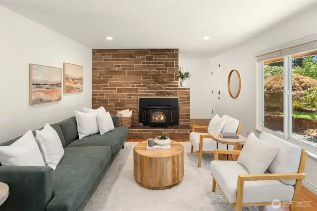 Enjoy the cozy wood-burning fireplace through the winter - but don't worry! There is AC to stay cool in the summer.