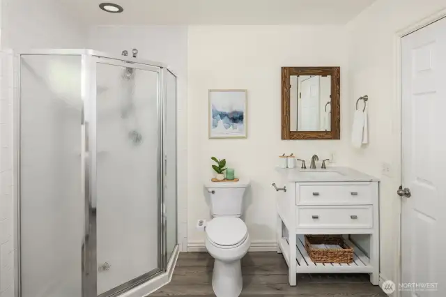 Bathroom 1 (3/4 bath) with combo laundry room