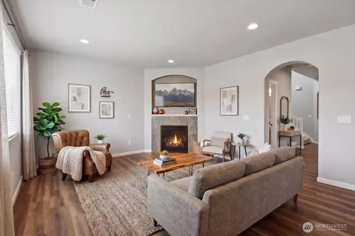 Virtually staged living room.
