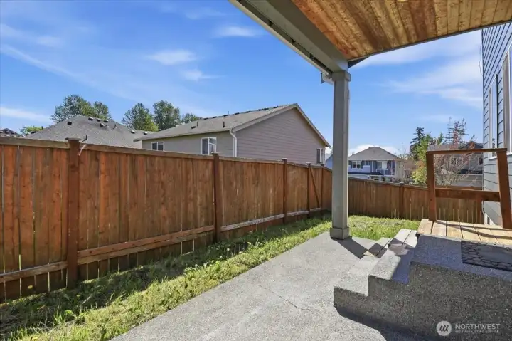 Covered back patio area.