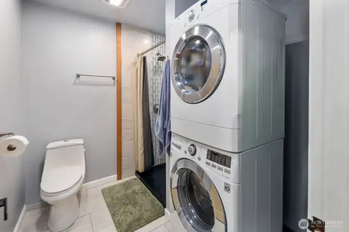 ADU guest bathroom with washer/dryer