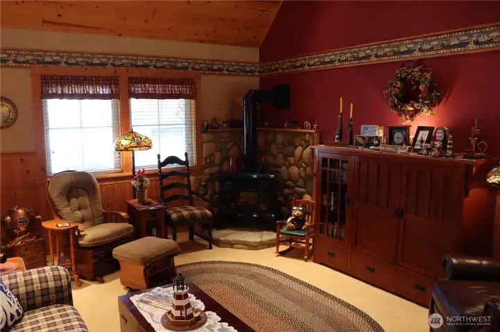 Living room and fireplace