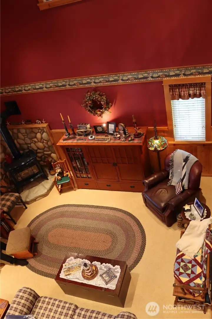 View from loft to living room