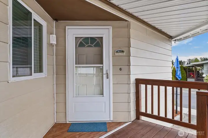 Storm doors with locks, excellent condition.