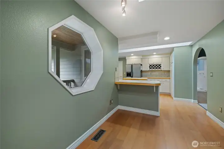 An entryway that allows natural lighting in.