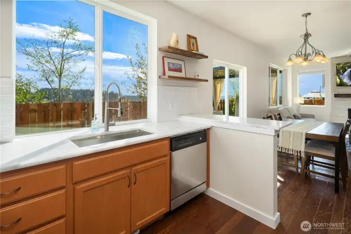 Solid counter surfaces for easy maintaince and clean up