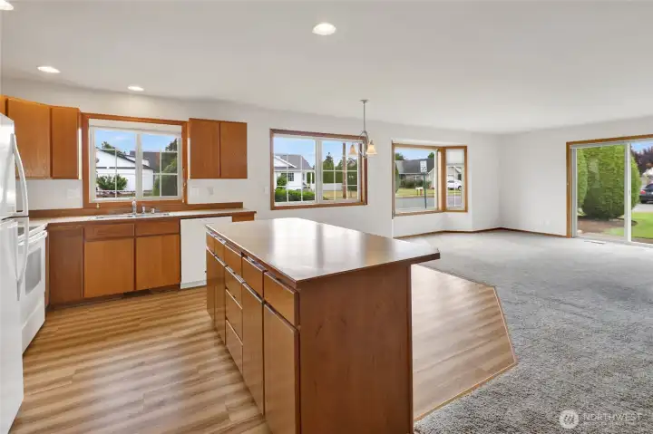 Designed with everyday living in mind, the open floor plan flows seamlessly around a spacious kitchen island that's made for entertaining. Designed with everyday living in mind, the open floor plan flows seamlessly around a spacious kitchen island that's made for entertaining.