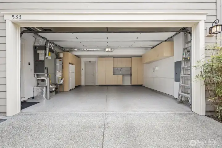Epoxy Floor 2 car Garage with built in Cabinets Epoxy Floor 2 car Garage with built in Cabinets