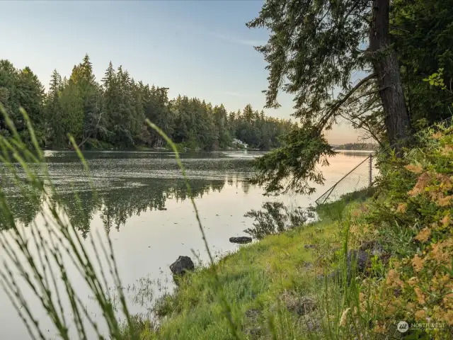 Looking down the bay from your own private water's edge