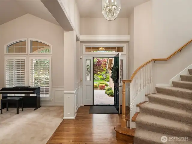 Step inside to soaring vaulted ceilings that create a grand welcome.