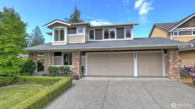 Impressive and elegant home in Renton Highlands with timeless design, extensive upgrades and unbeatable privacy. 3 Car Garage w/EV charger.