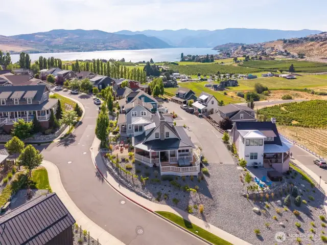 Aerial view of home looking West.