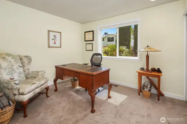 Main floor bedroom is being used as an office
