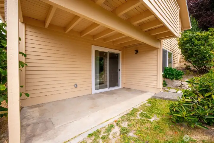 Back patio leading to backyard