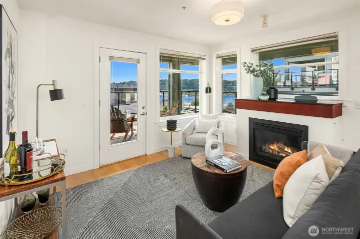 Living room with gas fireplace