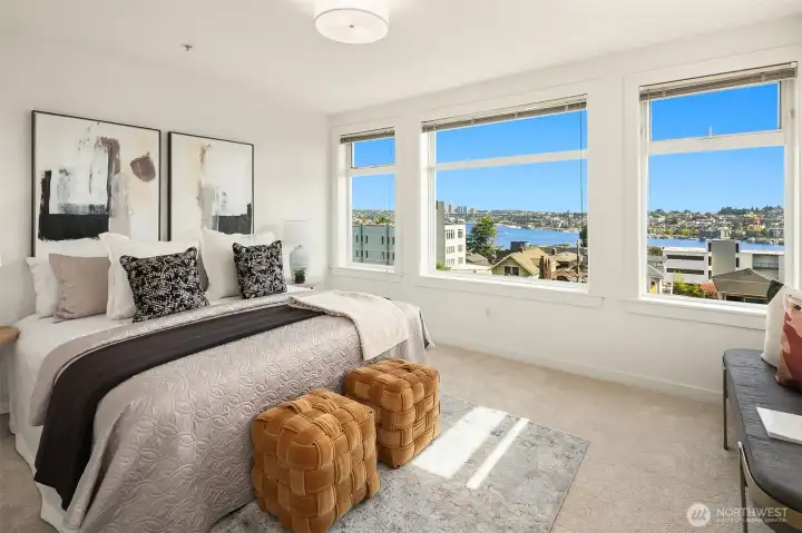 primary suite with incredible lake views