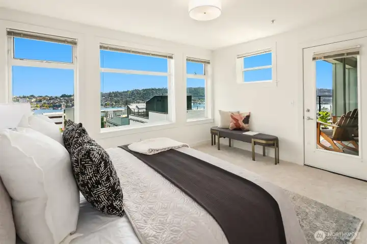 primary suite with incredible lake views