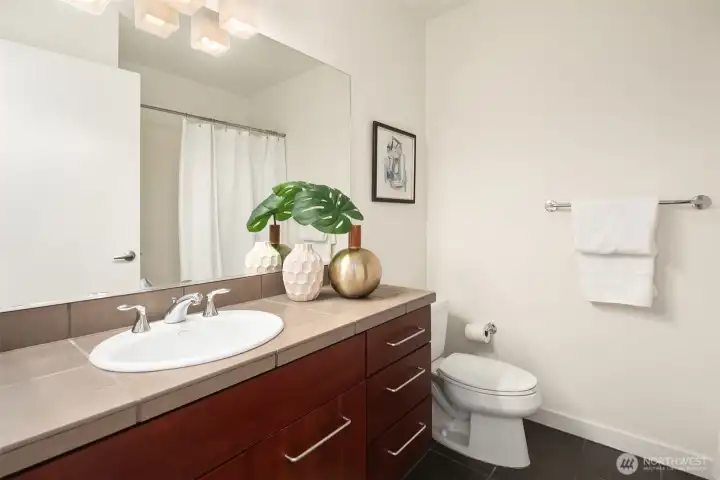 guest bathroom outside second bedroom