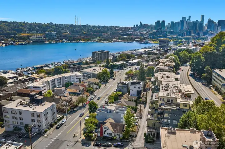 aerial shot of location